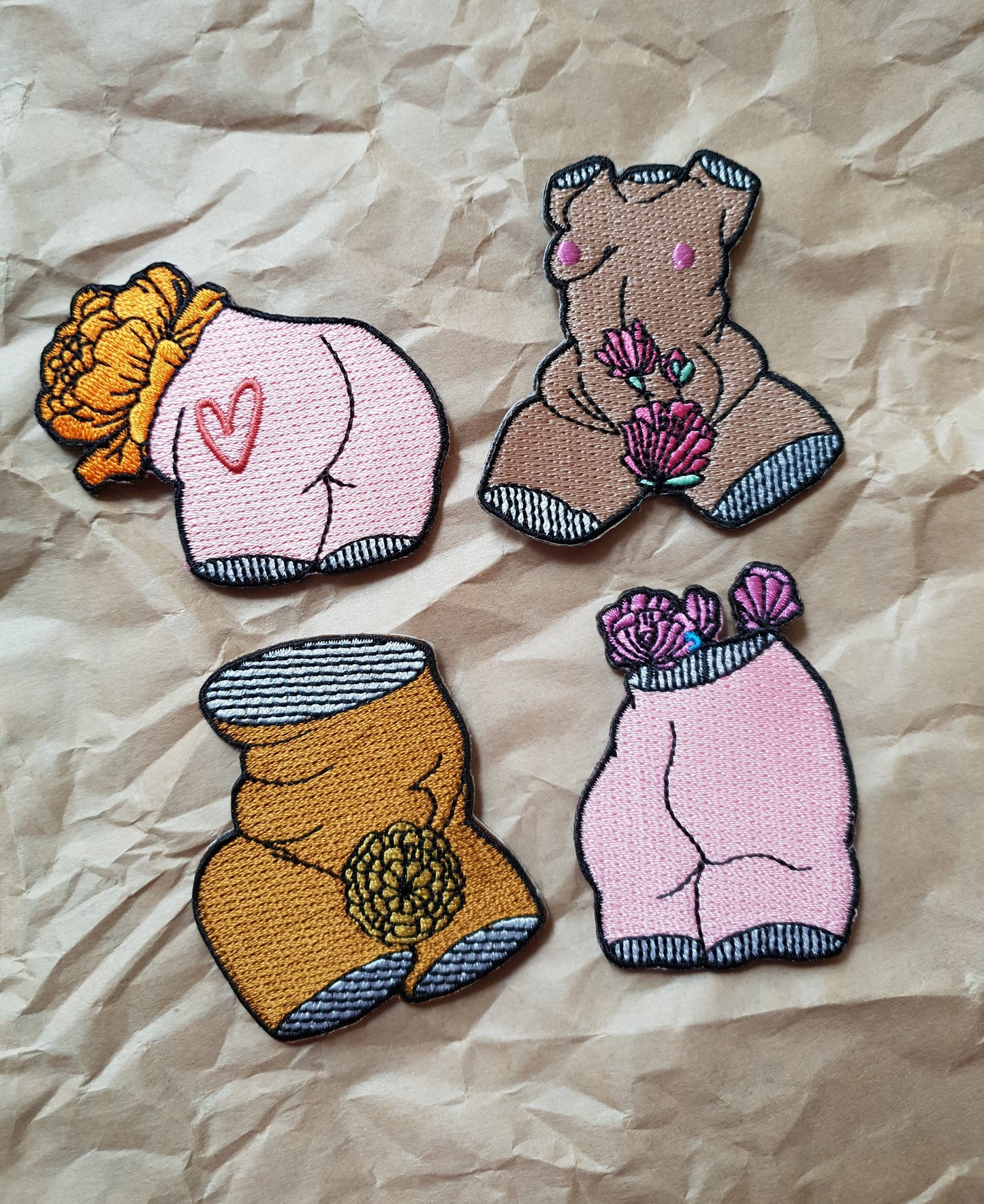 Bums & Roses - Embroidered Patch Set